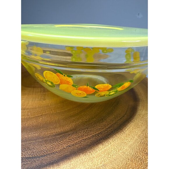 Nesting Glass Bowls with Citrus Design & Yellow Lids Set Vintage - Picture 2 of 16